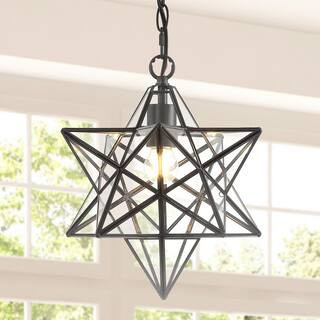 JONATHAN Y Stella 1-Ligth Oil Rubbed Bronze Moravian Star Metal/Glass LED Pendant JYL9035C - The ... | The Home Depot
