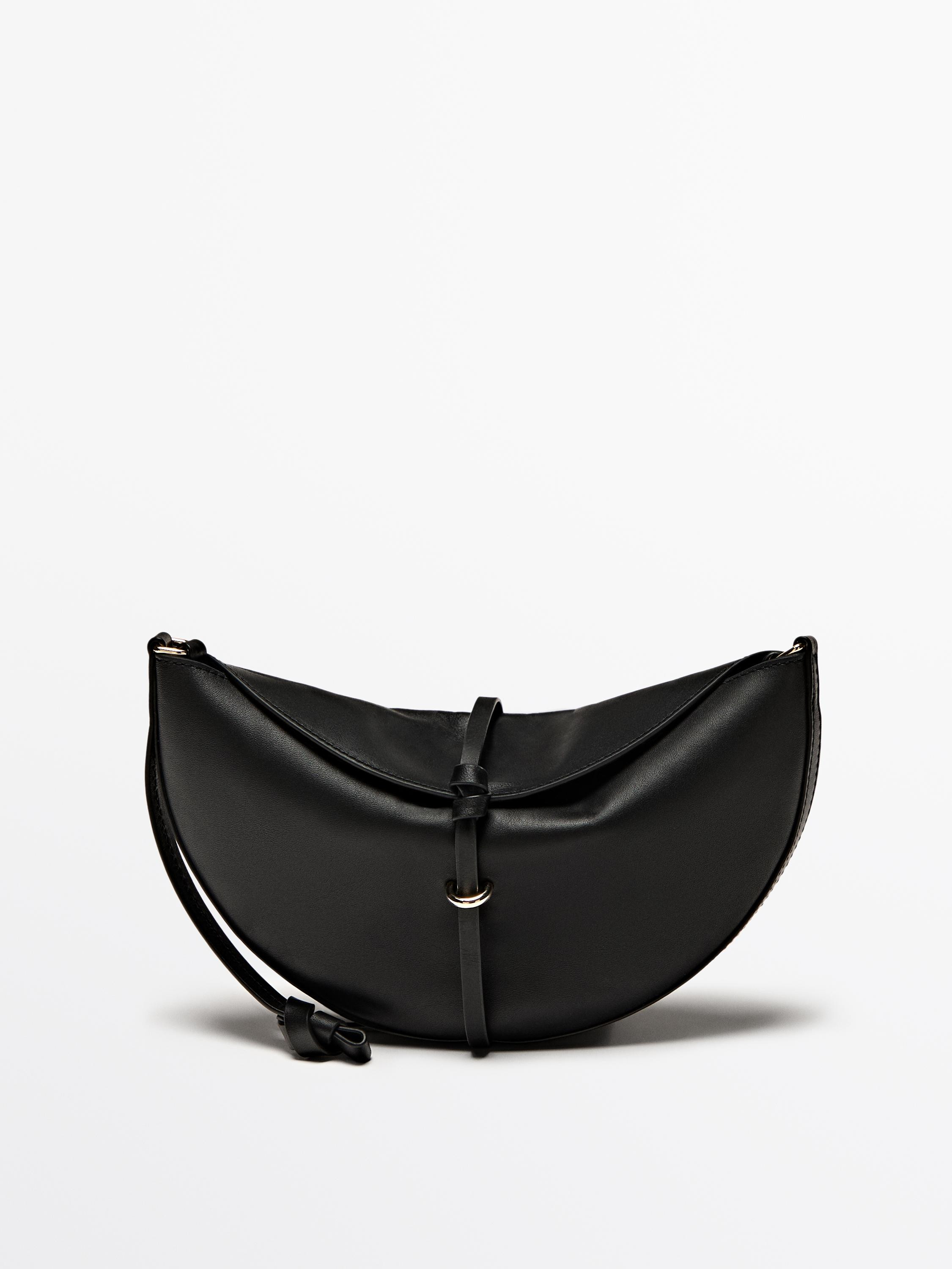 Nappa leather half-moon mini bag | Massimo Dutti US