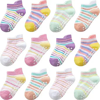 Baby Toddler Socks Grip Non Slip Boys Girls Cotton 12 Pack for Kids Ankle Cute Socks 6M-7Years | Amazon (US)