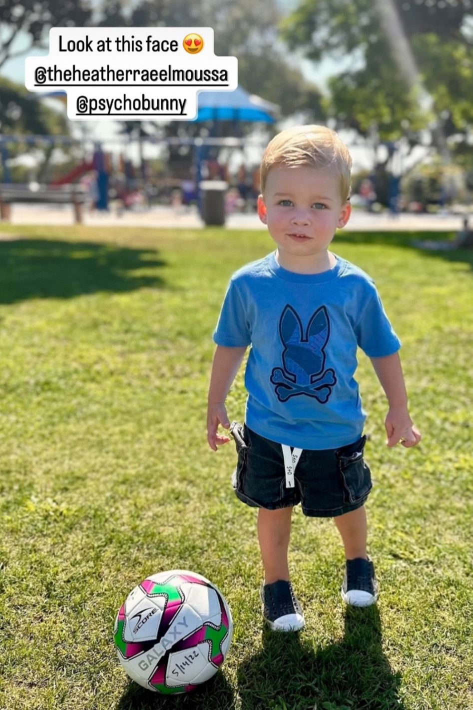 Love this Psycho Bunny T shirt on him! 🐰 Shorts are Olive + Scout but I’ve linked similar! 