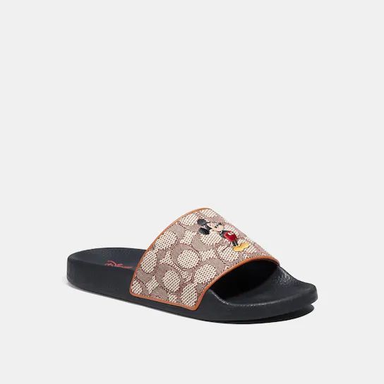 Disney X Coach Sport Slide In Signature Textile Jacquard With Mickey Mouse Embroidery | Coach (US)