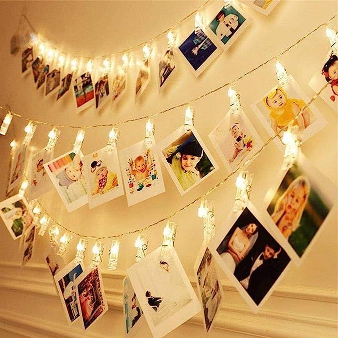 Amazon.com: Dopheuor Photo Clip String Lights LED Fairy Clip String Lights Hanging Photo Pictures... | Amazon (US)