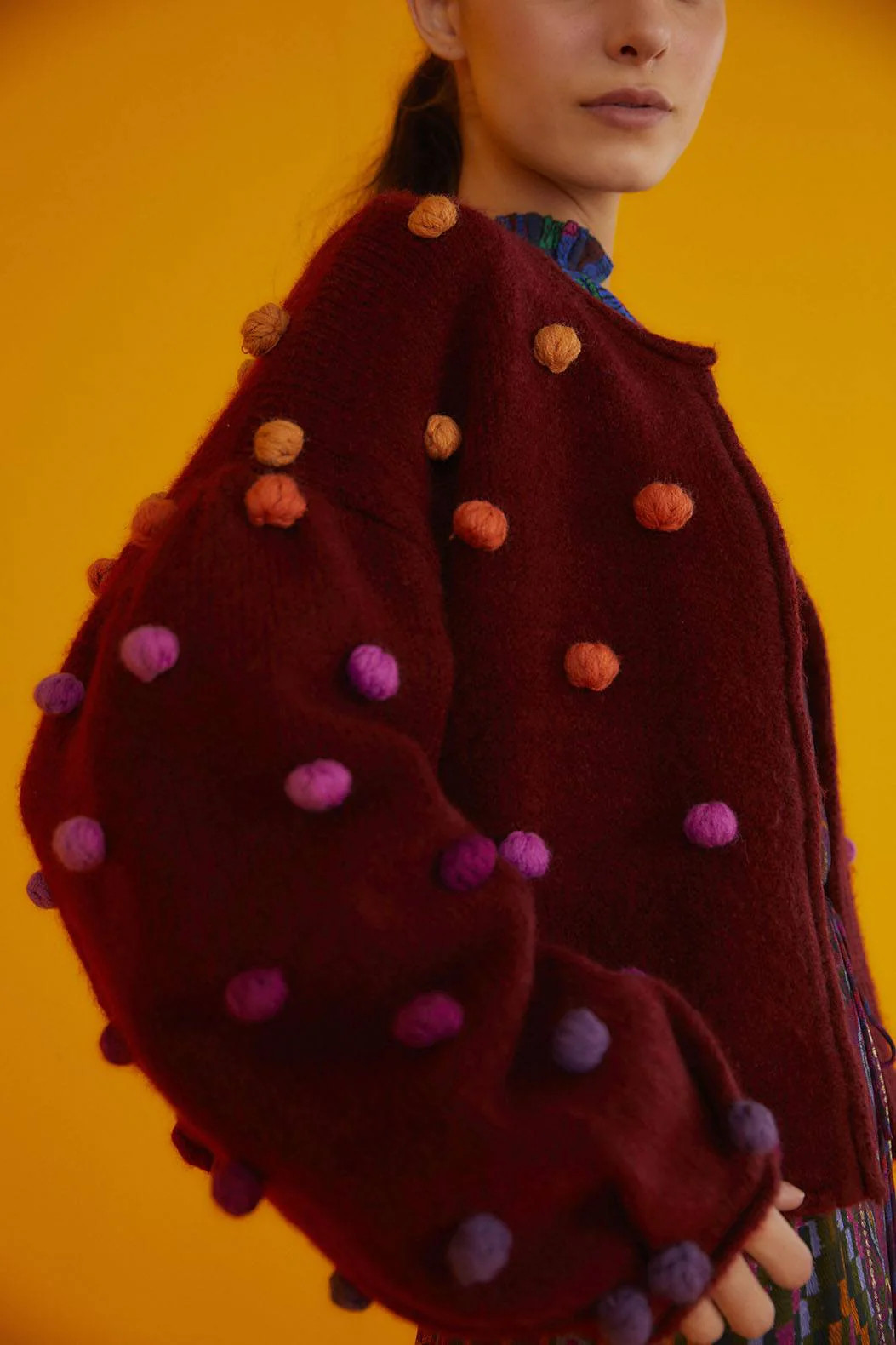 Burgundy Rainbow Dots Cardigan | FarmRio (US)