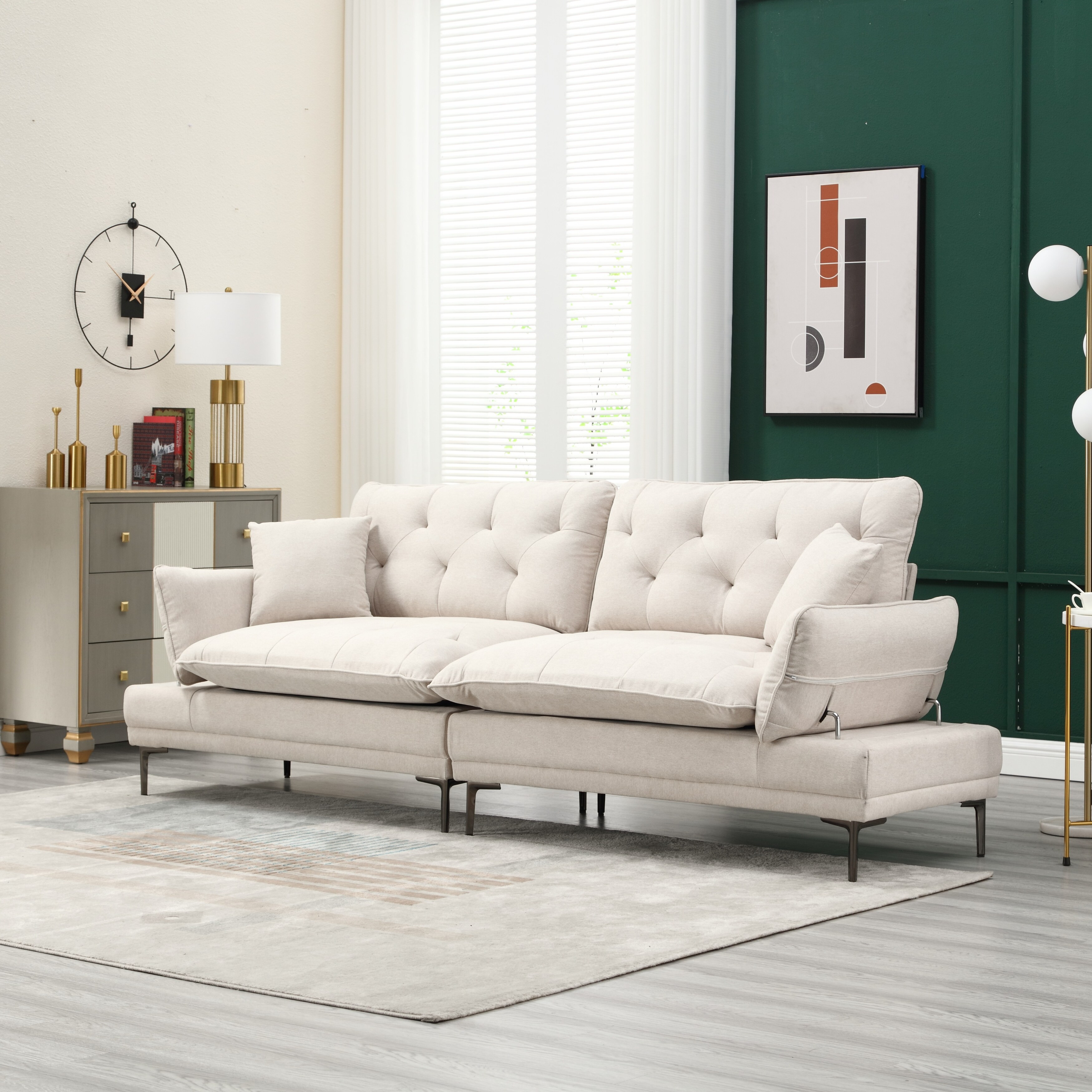 Modern Linen Loveseat Sofa with Metal Legs for Small Space Living Room, 2-Seater Accent Couch | Bed Bath & Beyond