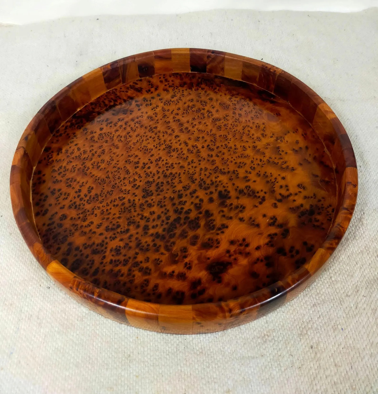 Decorative Large Wooden Round Tray Made of Thuya Burl, Wood Serving Tray for Kitchen, Wooden Tray... | Etsy (Global)