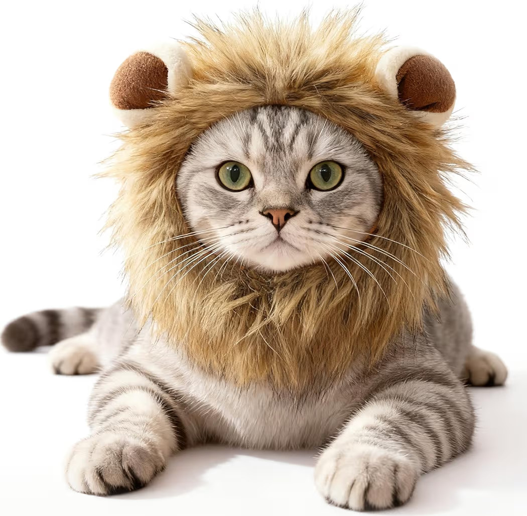 Cat Halloween Costumes - Adjustable Lion Mane Wig Pet Costumes for Cats (M) | Amazon (US)