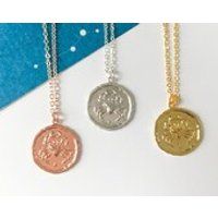 CANCER vintage medallion necklace // zodiac star sign cancer astrology, coin medallion, pendant neck | Etsy (US)