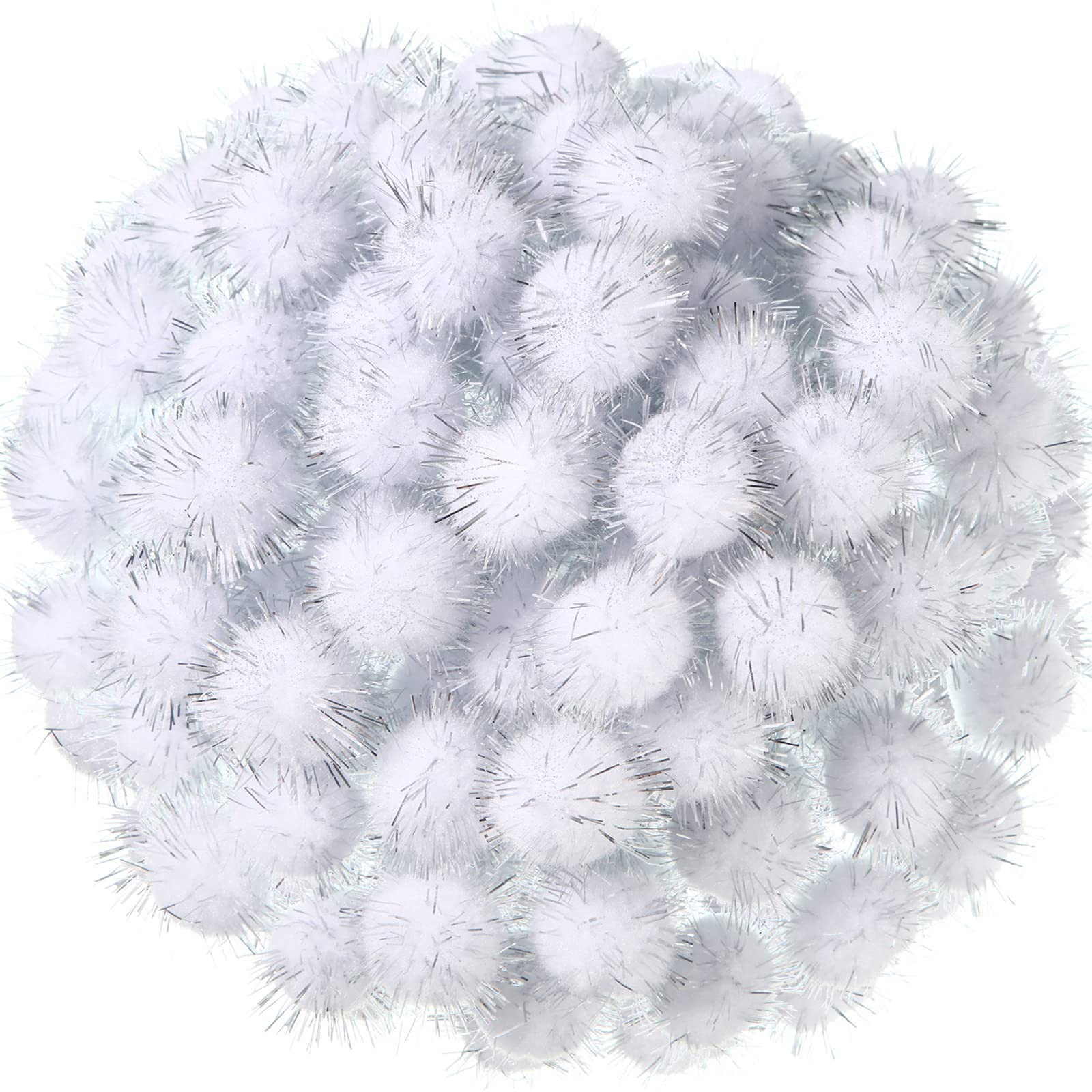 Shappy 500 Pieces Christmas Glitter Pompoms 1 Inch Fuzzy Pom Poms Arts Crafts Making Balls for Ho... | Amazon (US)