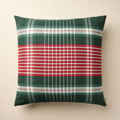 24"x24" Plaid Square Toss Pillow Red/Green - Hearth & Hand™ with Magnolia | Target