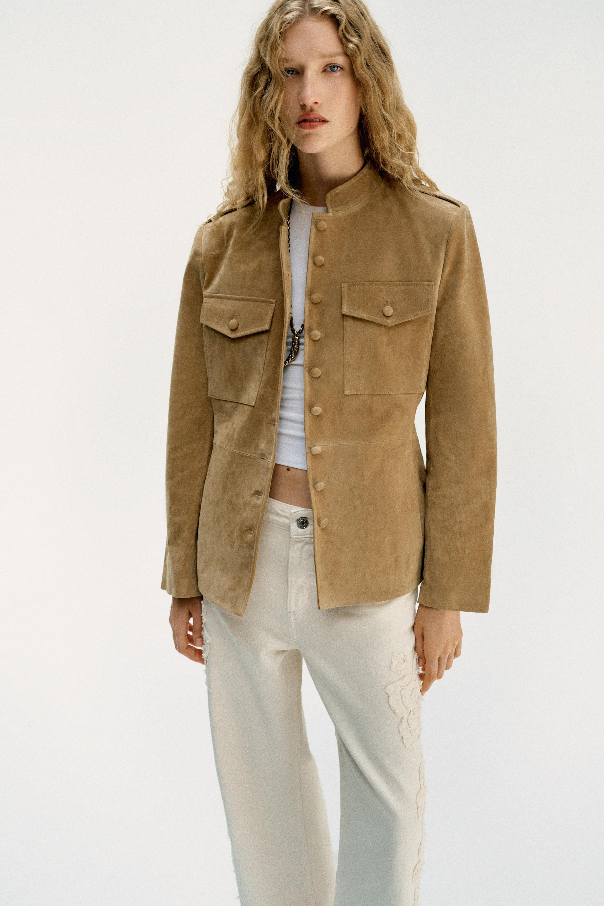 100% LEATHER JACKET WITH COVERED BUTTONS | Zara US