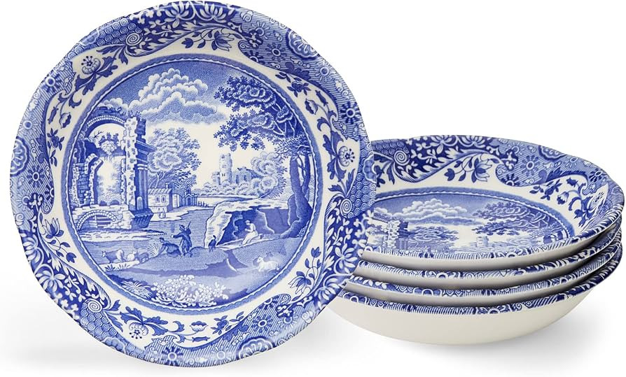Spode Blue Italian Cereal Bowl | Set of 4 | Oatmeal, Cereal, and Rice Bowl | Made of Earthenware ... | Amazon (US)