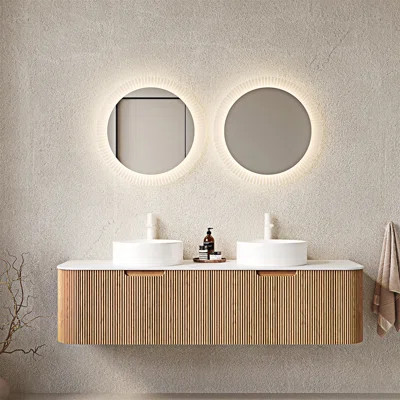 Wall-Mounted Floating Bathroom Vanity With Sinks | Wayfair North America