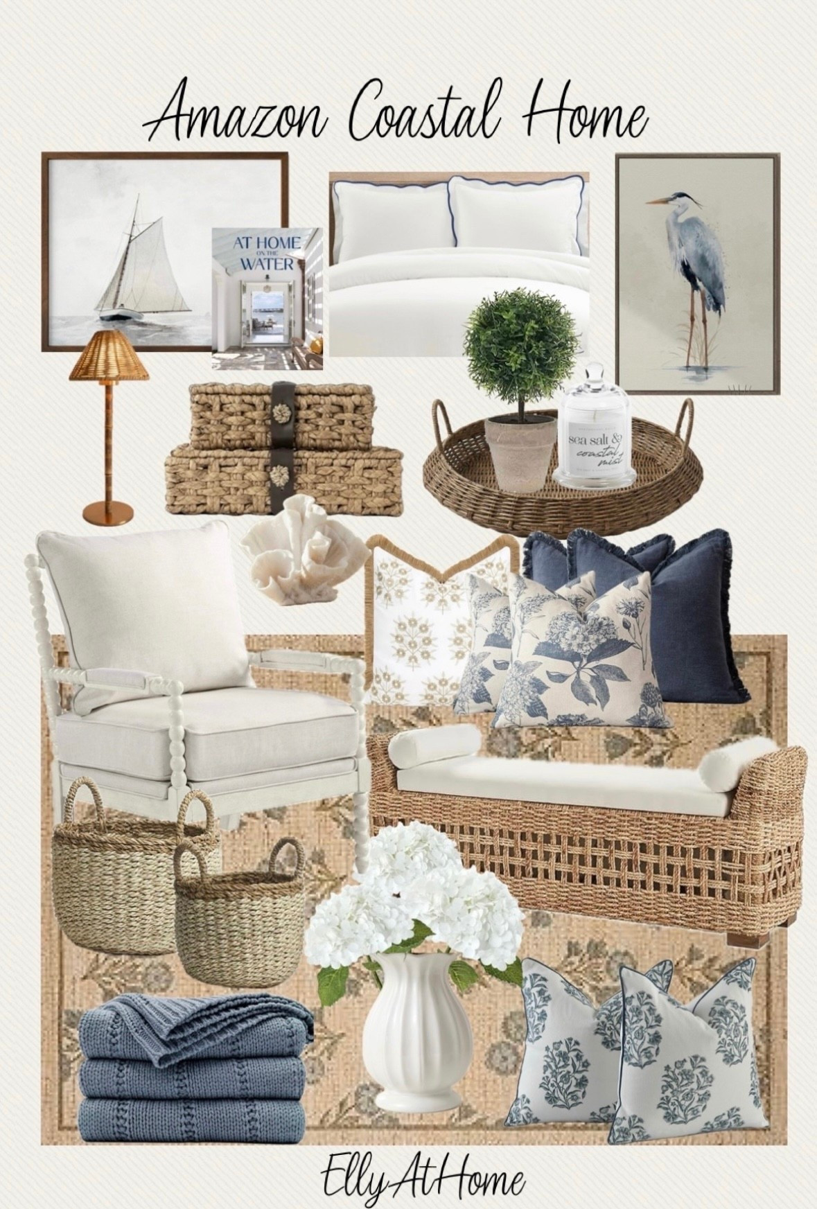 Amazon coastal home styling. Shop rug, accent chairs, bench, artwork, vase, florals, throw pillows, blankets, tray, candle and more home decor accessories. 



#LTKHome #LTKSaleAlert