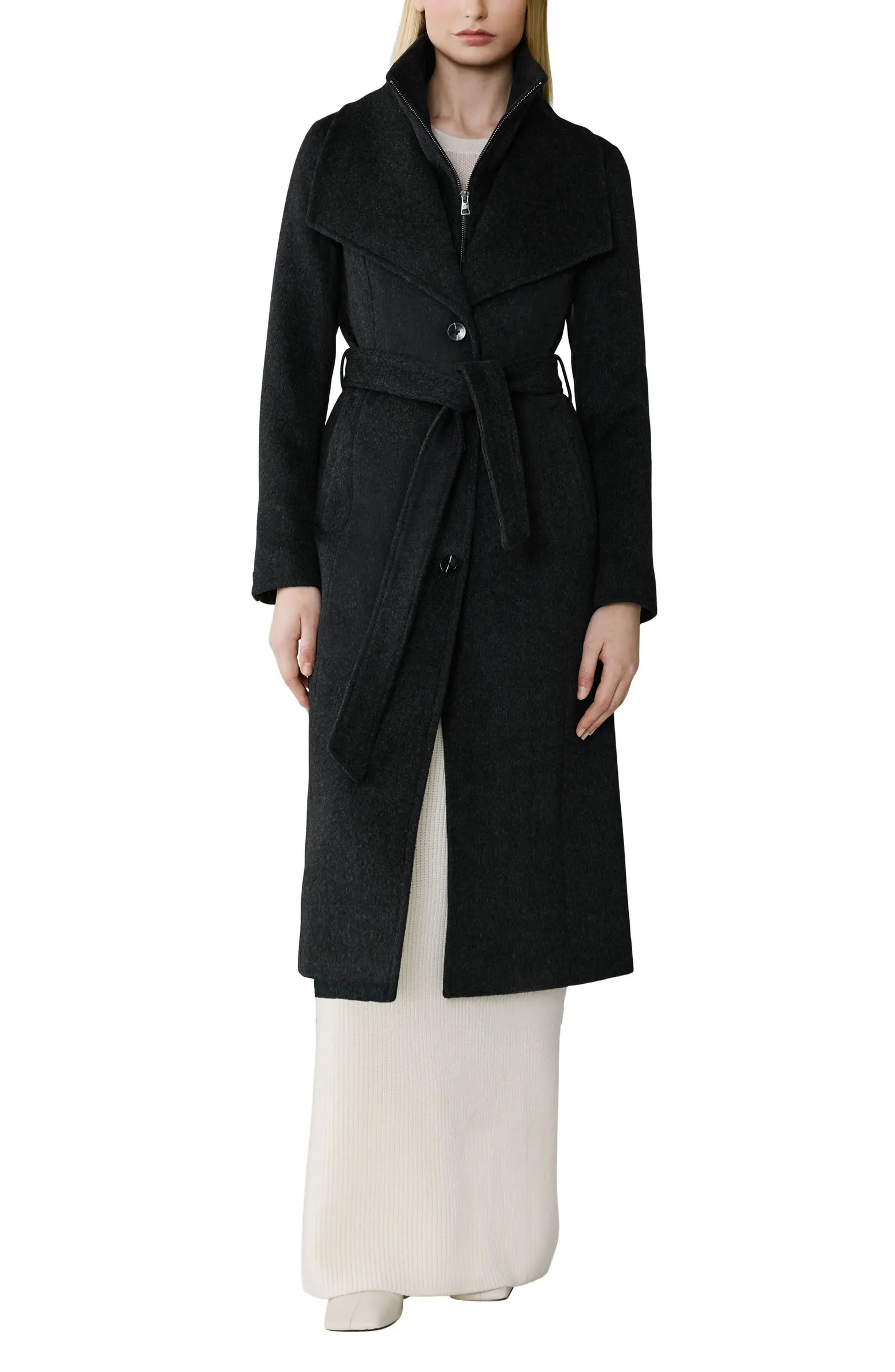Ilana Bib Detail Wool Blend Trench Coat | Nordstrom