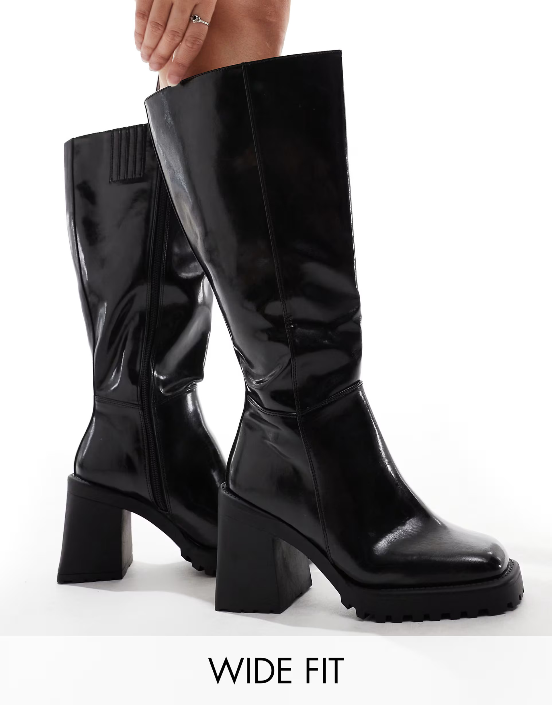 RAID Wide Fit Mayah knee boots in black | ASOS (Global)