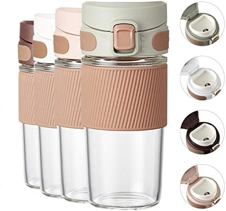 TKK Glass Travel Coffee Mug with Lid 16 OZ Leak Proof Reusable Coffee Cup with Silicone Sleeve - BPA | Amazon (US)