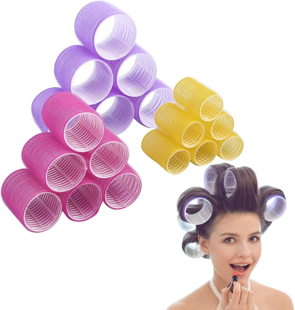 Jumbo Size Hair Roller sets, Self Grip, Salon Hair Dressing Curlers, Hair Curlers, 3 size 18 pack... | Amazon (US)