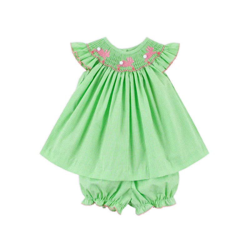 Hop To It Green Bunny Smocked Bloomer Set | Classic Whimsy