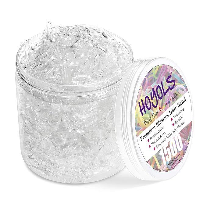 HOYOLS Clear Elastic Hair Rubber Bands, 1500pcs Mini Small Clear Ponytail Elastics Holders for Bl... | Amazon (US)