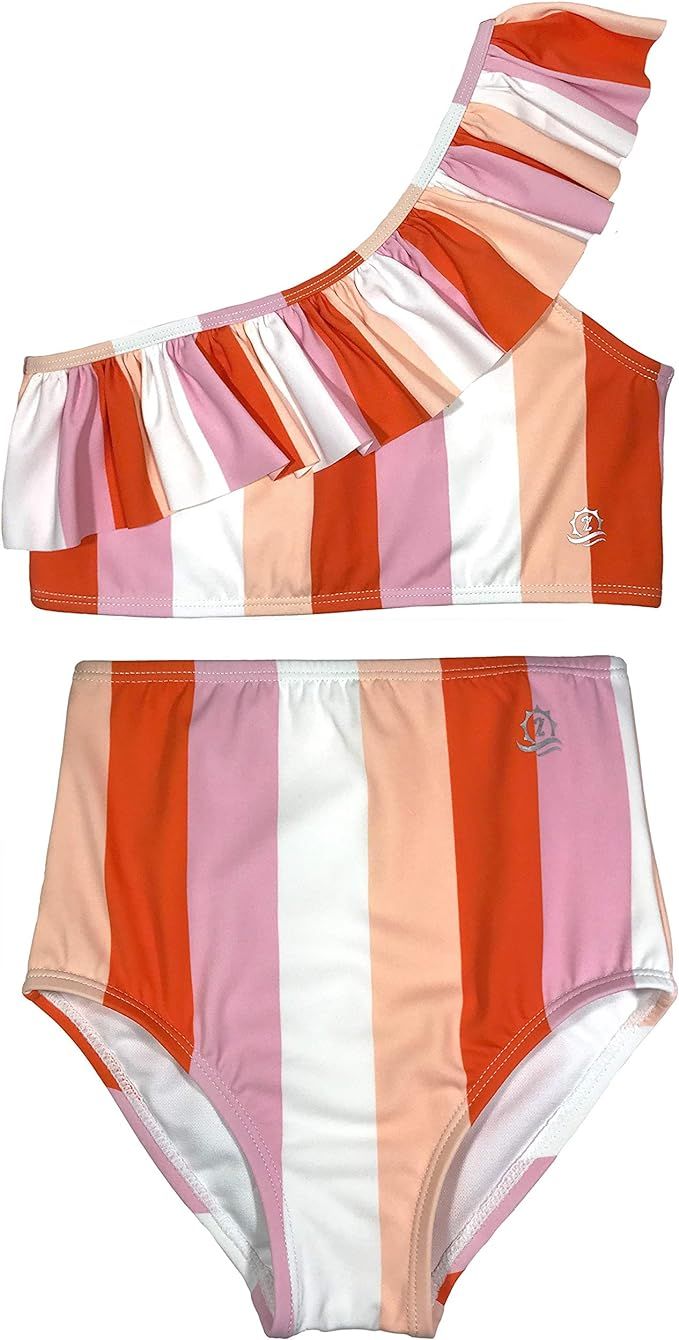 SwimZip Girls One-Shoulder + High Waist Bottom Swimsuit (2 Piece) UPF 50+ | Amazon (US)