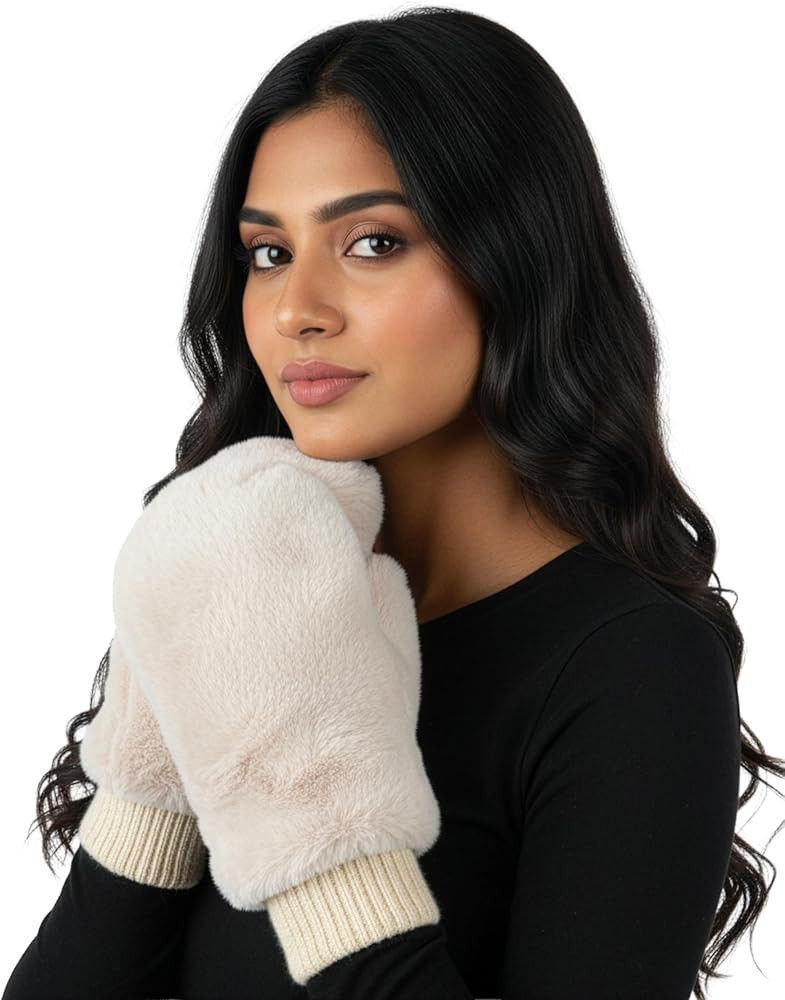 Funky Junque Faux Fur Flip Mittens Womens Warm Convertible Fingerless Gloves | Amazon (US)