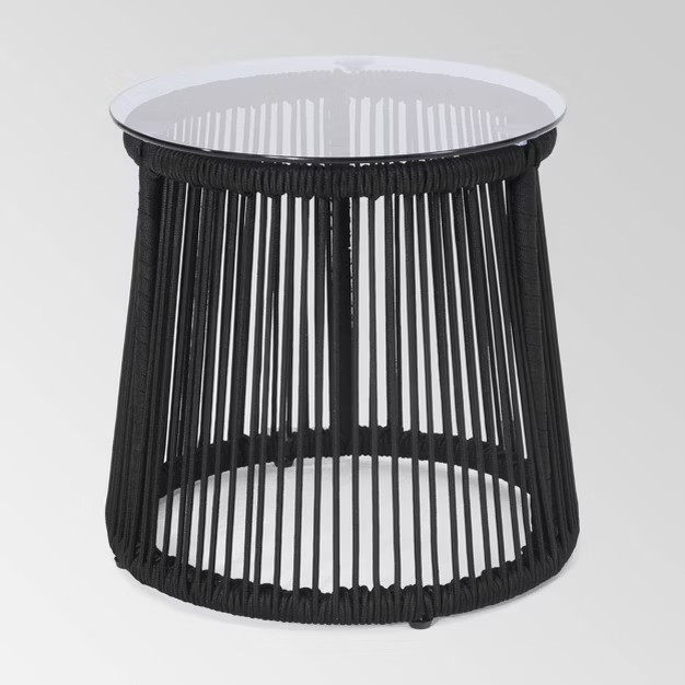 Moonstone Rope Weave Modern Side Table - Black - Christopher Knight Home | Target