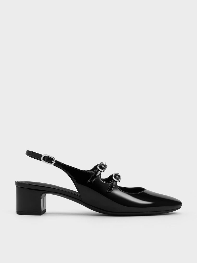 Double-Strap Slingback Mary Jane Pumps - Black Box | Charles & Keith US