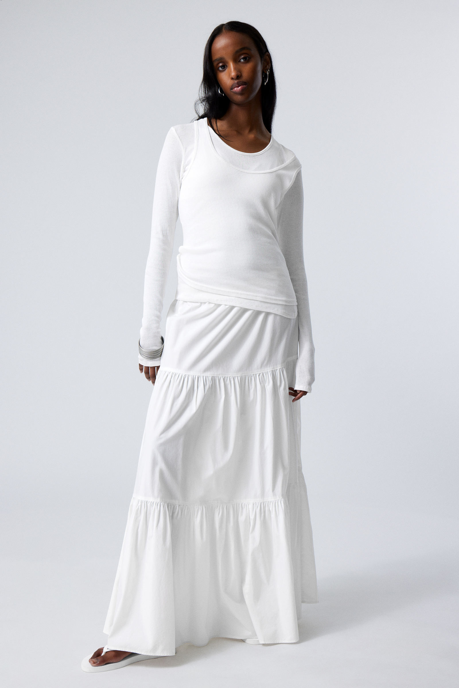 Tiered Maxi Poplin Skirt | Weekday