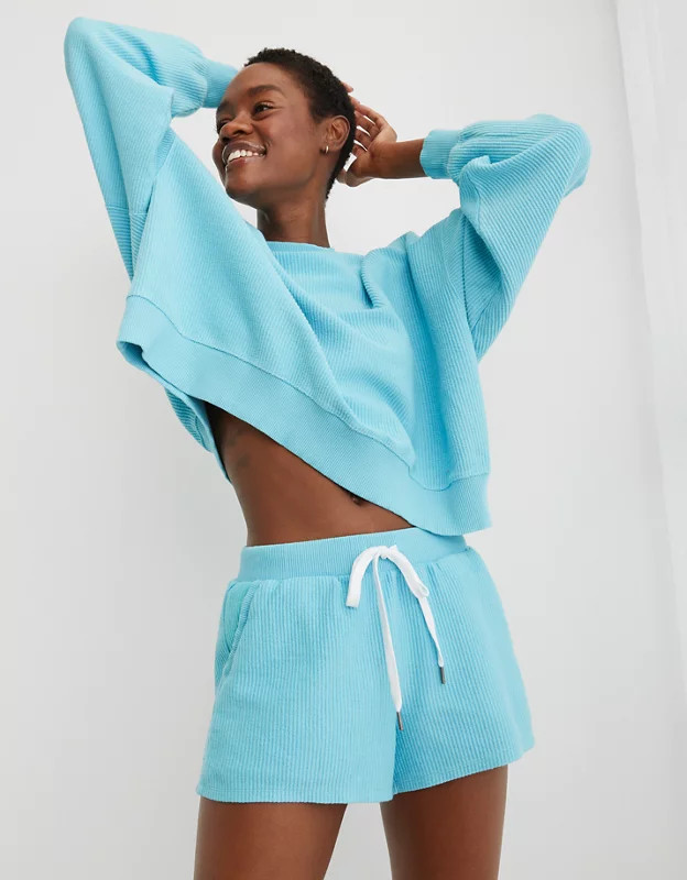Aerie New Love Corded Cropped Crew Sweatshirt | American Eagle Outfitters (US & CA)