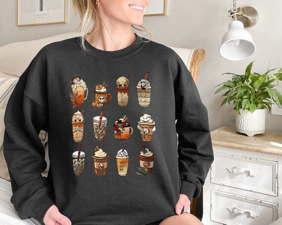 Halloween Horror Coffee Sweatshirt Halloween Sweatshirt - Etsy | Etsy (US)