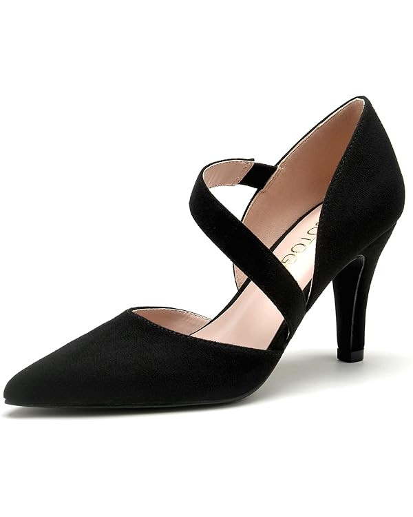 GOTOGO Women's Closed Toe Heel Pumps | Amazon (US)