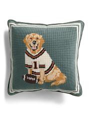 14x14 needlepoint football fan dog pillow | TJ Maxx