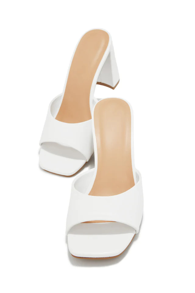 Miss Lola | Layla White Block Heel Mules | MISS LOLA