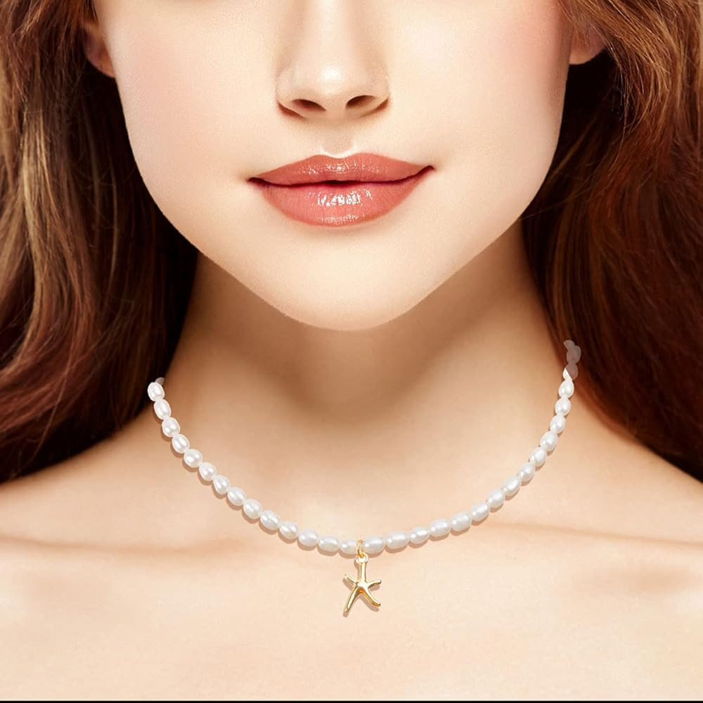 wgoud Natural Freshwater Pearl Choker Necklace for Women, Trendy 14K Gold Plated Pearl Necklaces ... | Amazon (US)