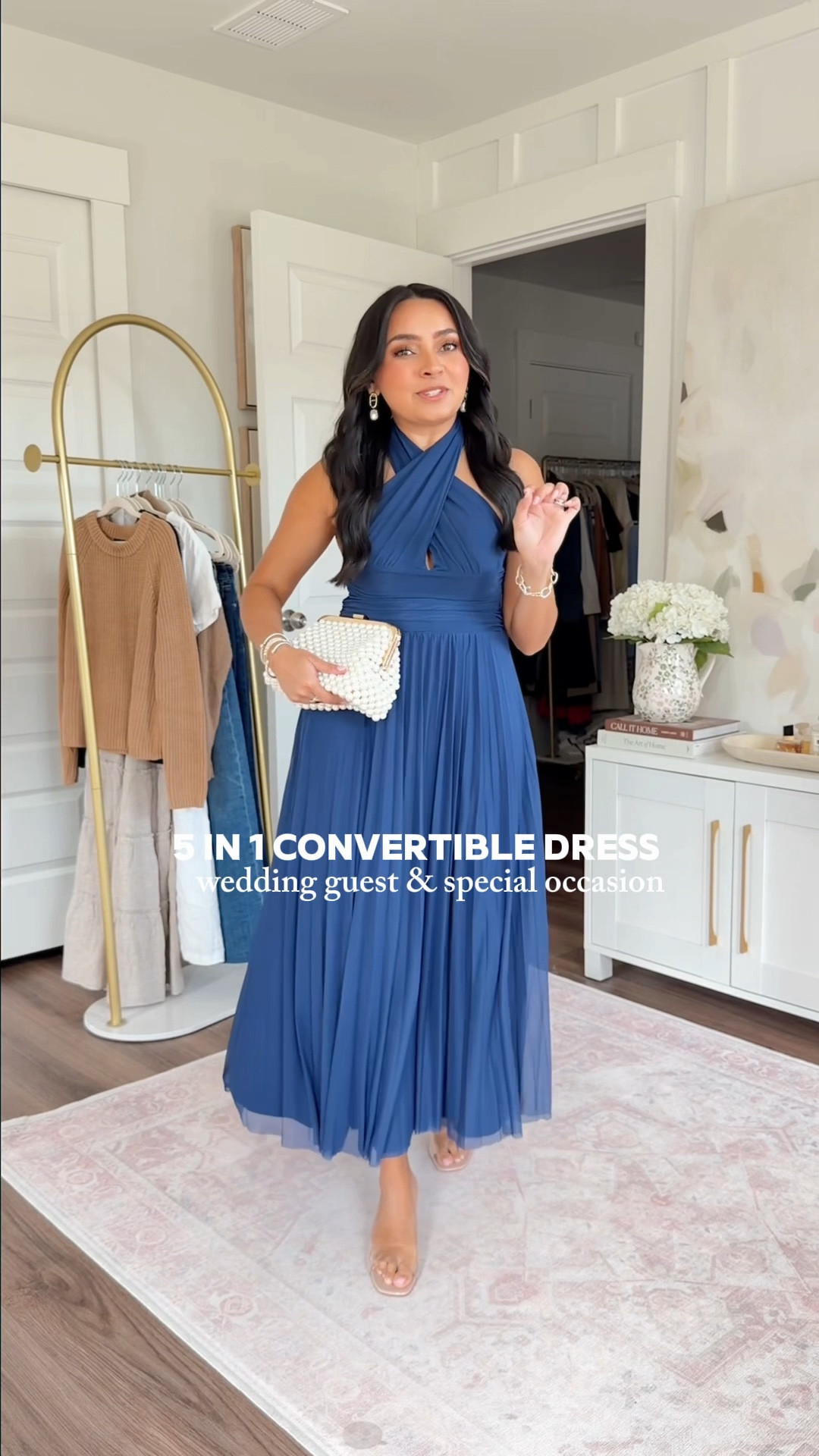 5 in 1 Convertible Dress!
For reference: I’m 5’0, petite, 32b bra size, and 2/26 in bottoms, pear shaped. *Everything I share is unaltered! TTS means true to size. Between size 5–6.5 in shoes

Dress size xs petite TTS
Clear heels size 5 TTS

#LTKPetite #LTKWedding #LTKSaleAlert