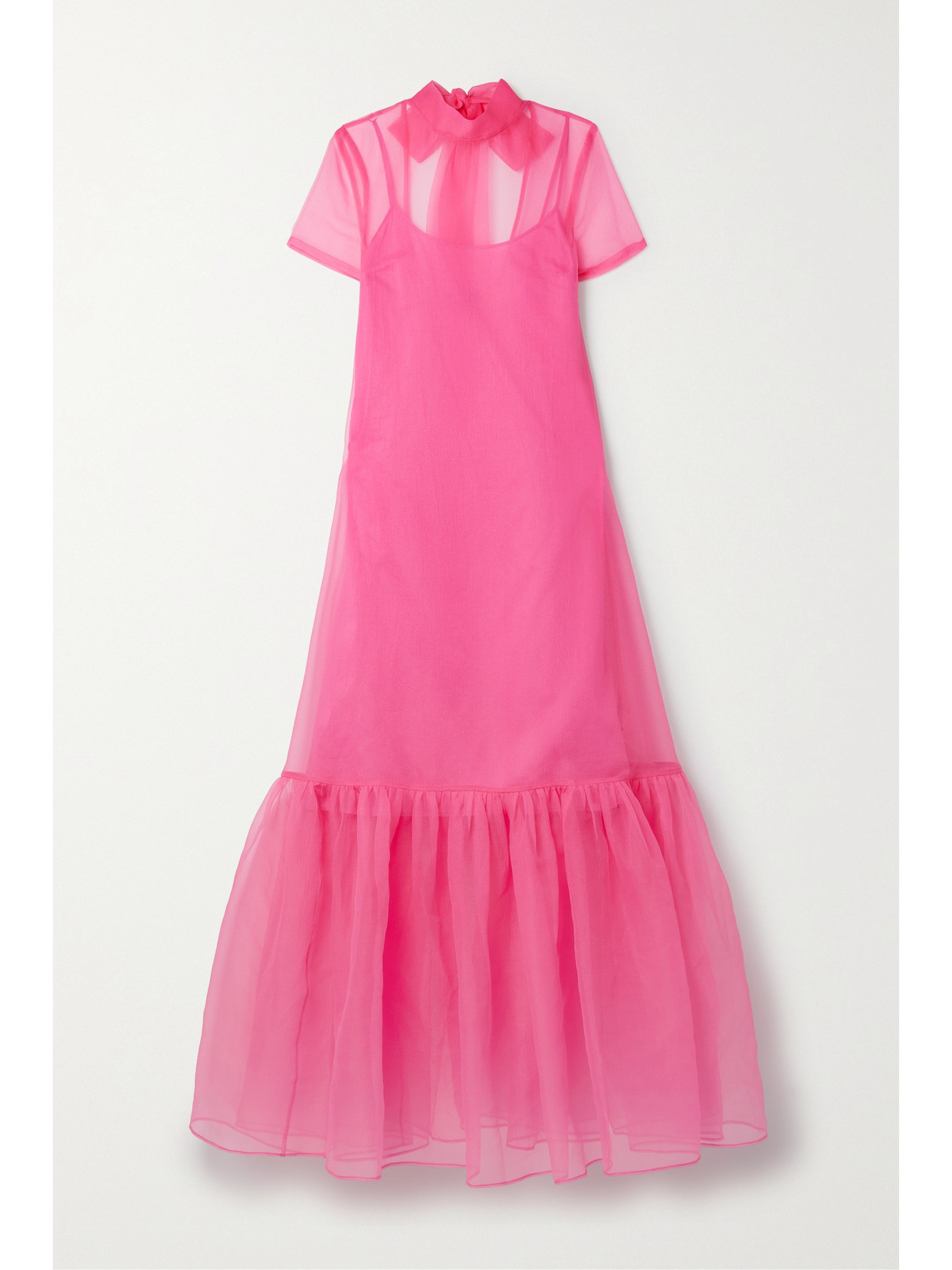 STAUD - Tiered Organza Maxi Dress - Pink | NET-A-PORTER (US)