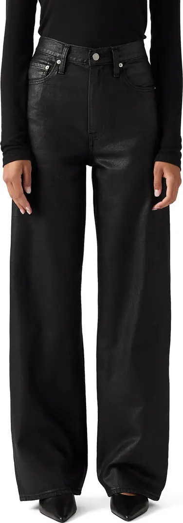 Ribcage Coated High Waist Wide Leg Jeans | Nordstrom