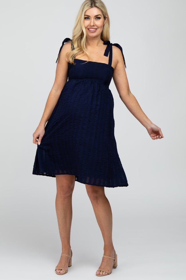 Navy Blue Striped Babydoll Maternity Dress | PinkBlush Maternity