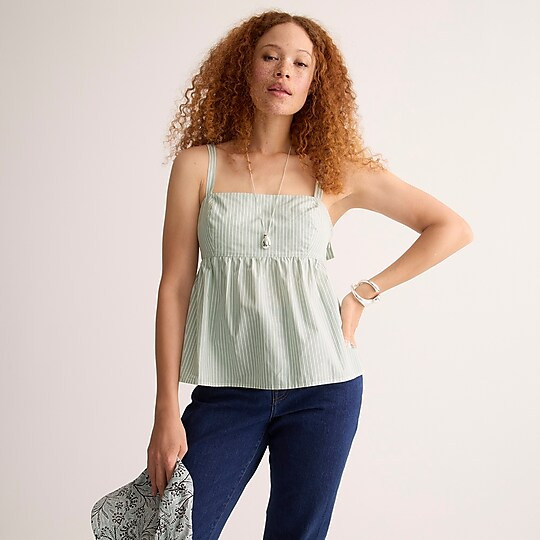 Tie-shoulder tank top in stripe | J. Crew US