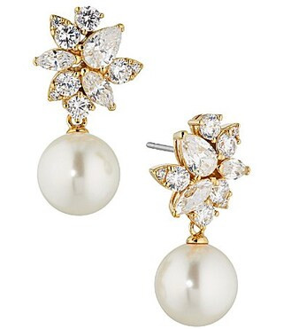Nadri Chiara Pearl Crystal Drop Earrings - Gold | Dillard's