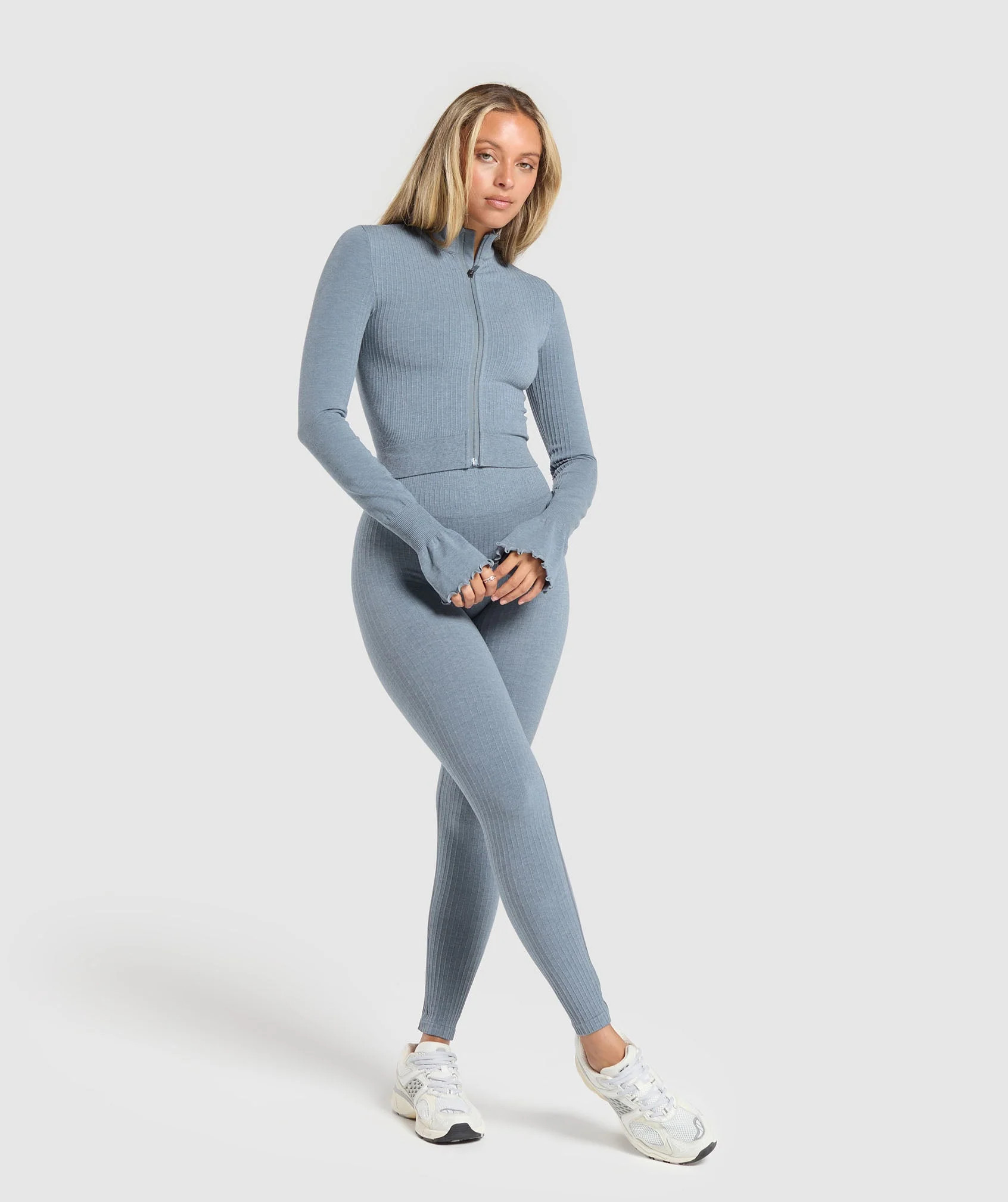 Gymshark Luxe Seamless Jacket - Metal Blue Marl | Gymshark US
