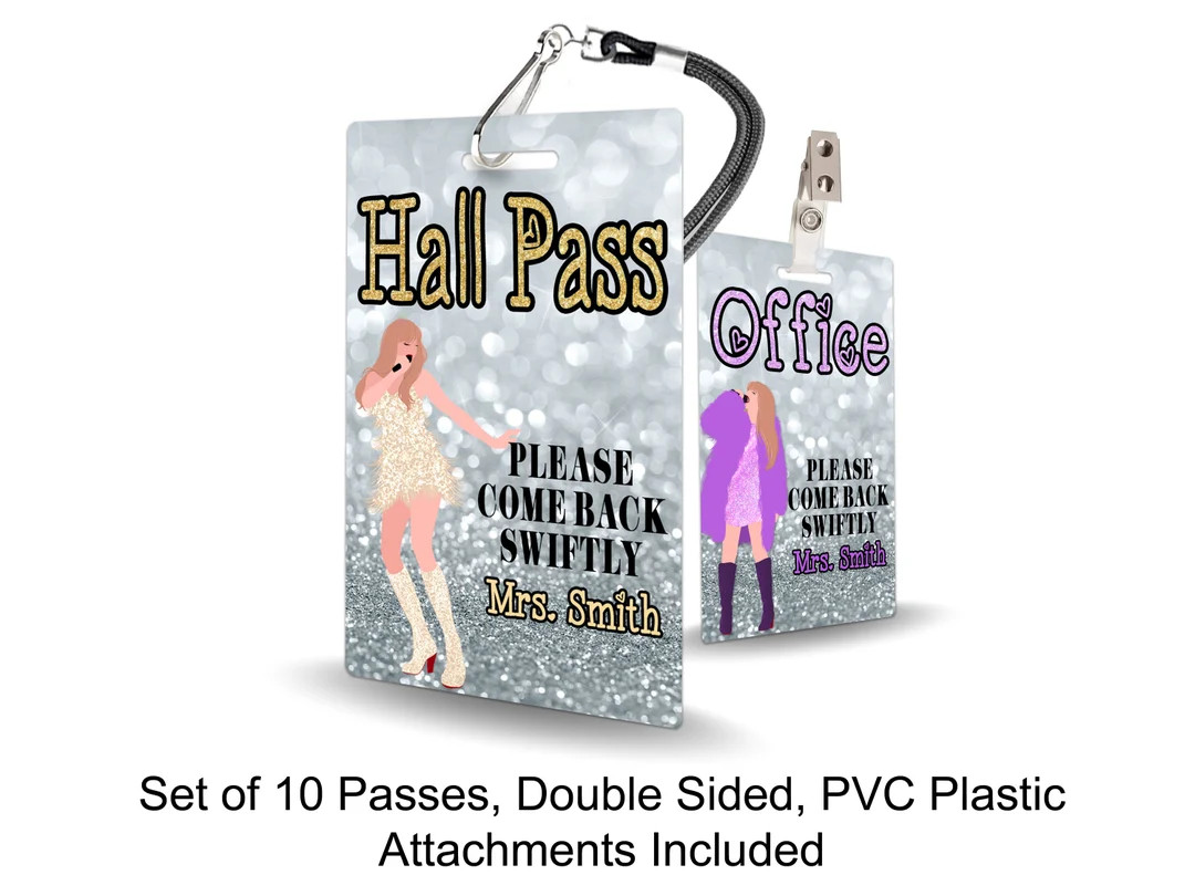 Taylor Swift Theme Classroom Hall Passes for Teachers, Personalized, Set of 10 - Etsy | Etsy (US)