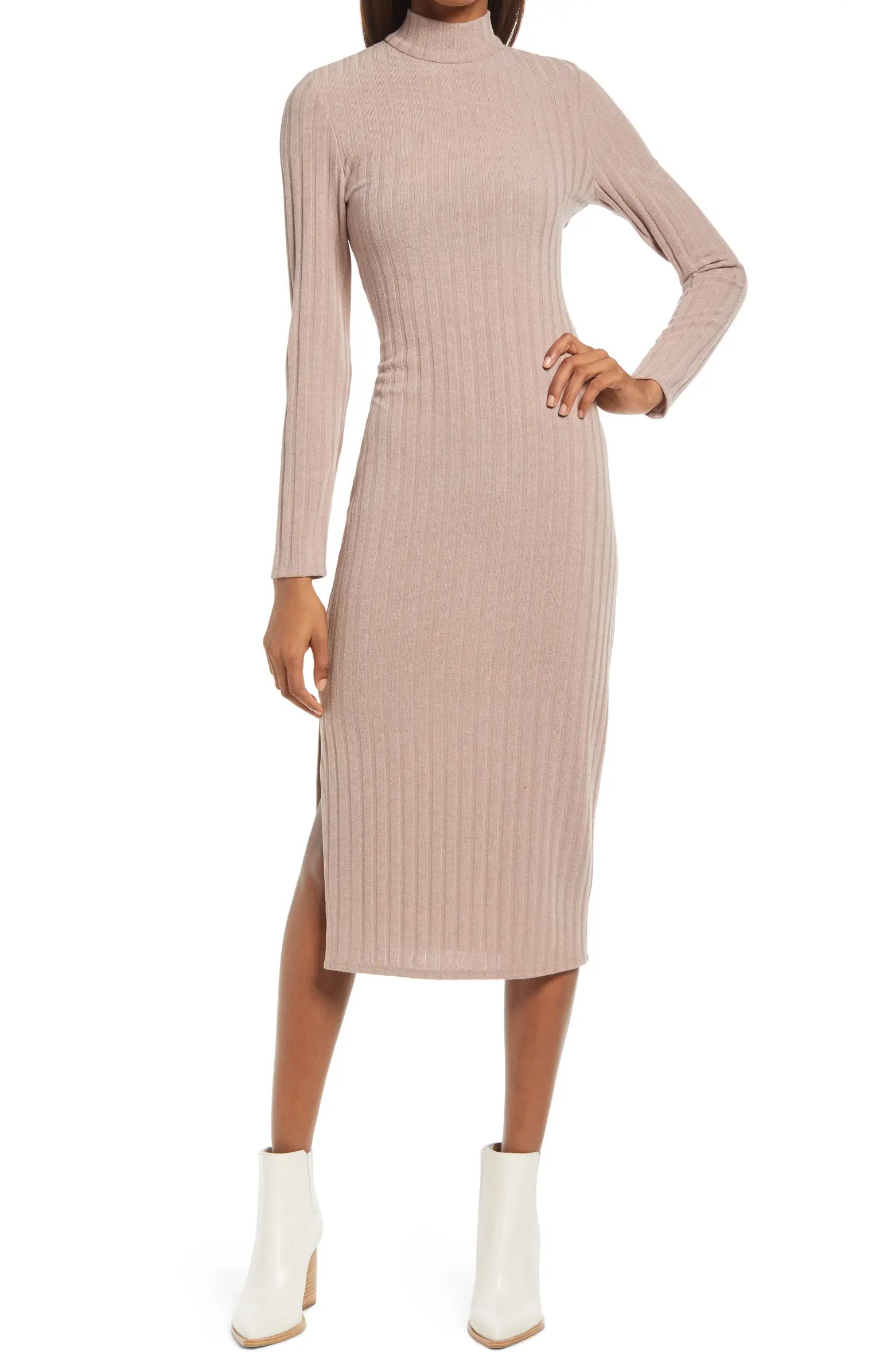 Twist Back Long Sleeve Ribbed Sweater Dress | Nordstrom