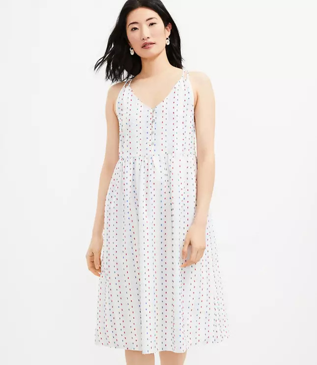 Clip Strappy Button Midi Dress | LOFT