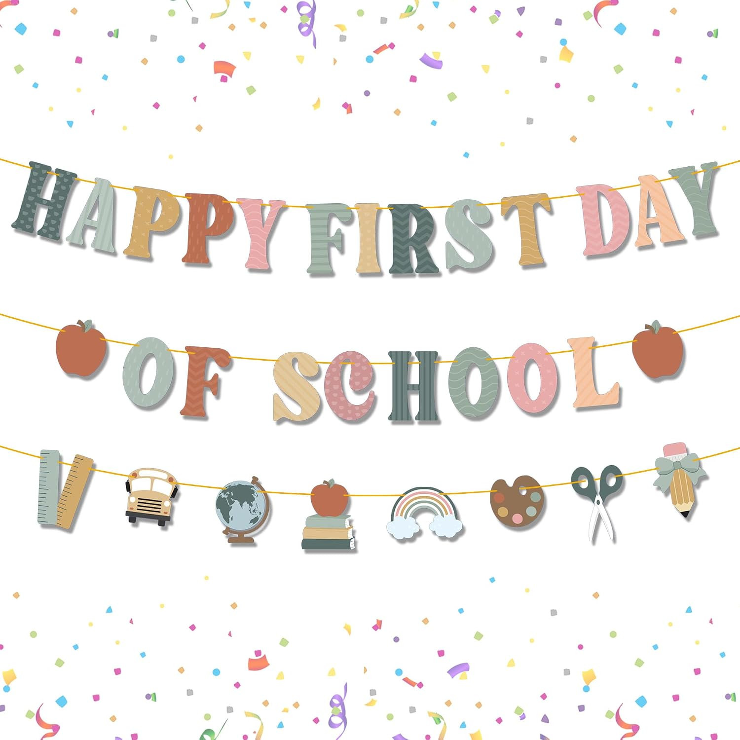 First Day of School Banner, Modern Boho Pre-Strung Classroom Decor | Back To School Decorations, ... | Amazon (US)