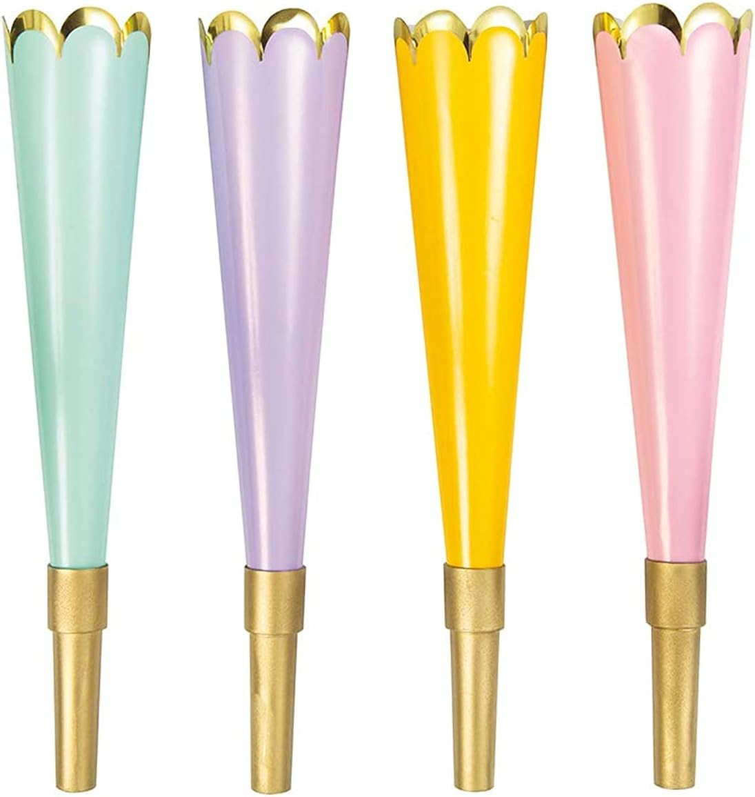 Scalloped Edge Party Horns | Assorted Colors | 4 Pcs | Amazon (US)
