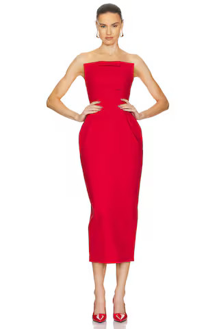 Helsa The S Curve Dress With Bow in Lipstick Red from Revolve.com | Revolve Clothing (Global)
