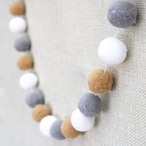 Bining Felt Ball 30mm 30 Balls Christmas Tassel Garland Pom Pom Ball String Ba 78in(2M) (BIN-coff... | Amazon (US)