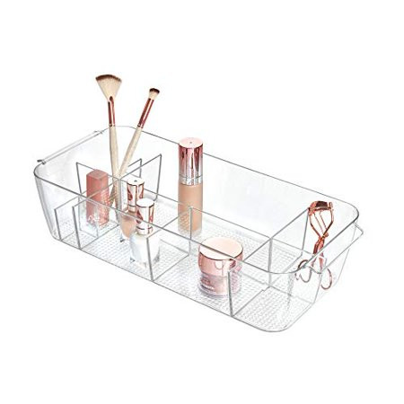 iDesign Clarity Plastic Divided Cosmetic Bin Tote Vanity Organizer, Storage for Cosmetics, Makeup, a | Walmart (US)