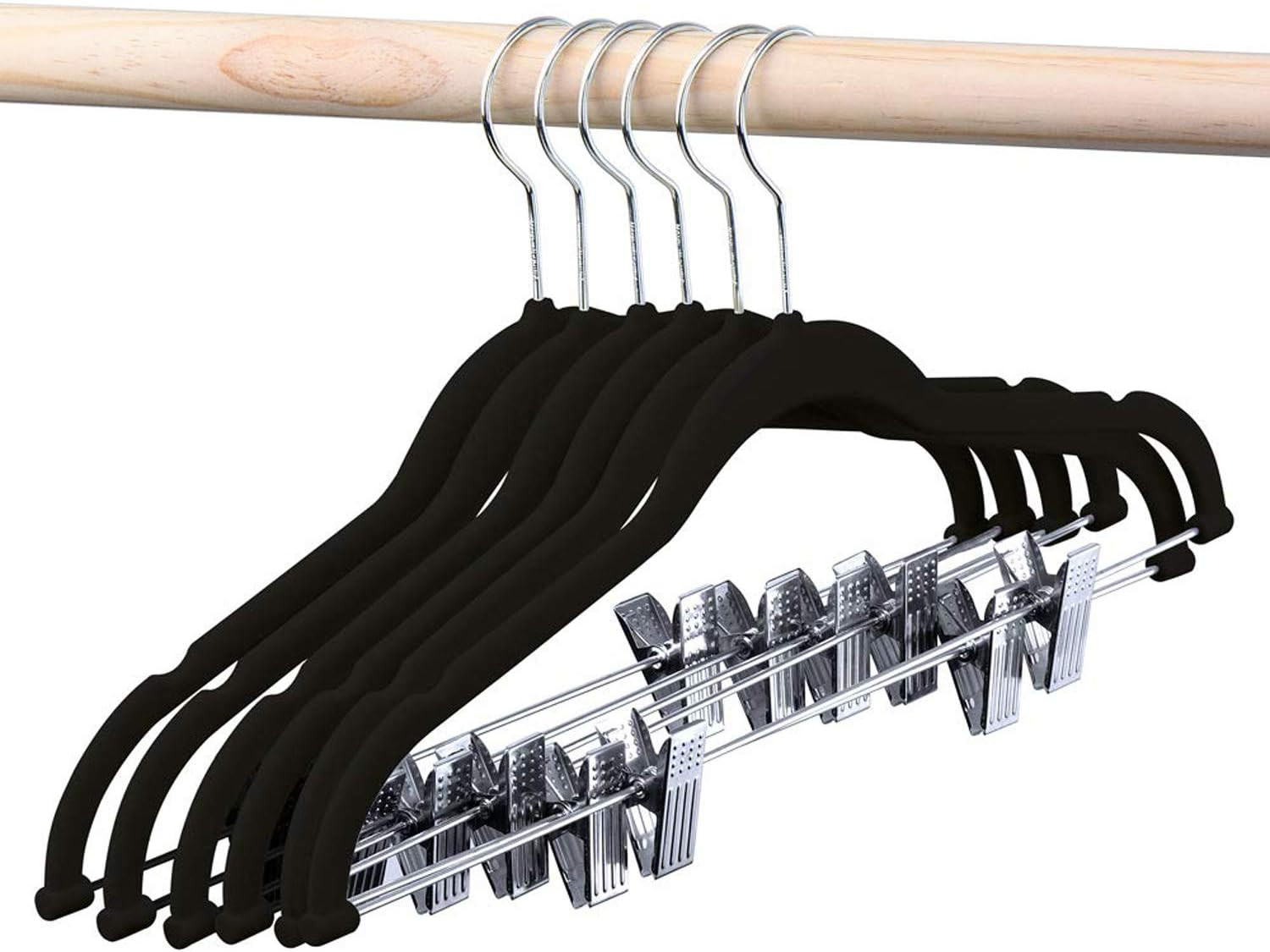 HOUSE DAY Velvet Skirt Hangers 24 Packs Velvet Hangers with Clips Ultra Thin Non Slip Velvet Pant... | Amazon (US)